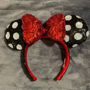 Disney Red and Black Sequin Mouse Ears Headband